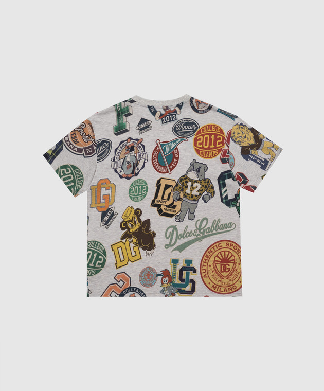 Dolce&Gabbana Детская серая меланжевая футболка в принт L4JTHVG7P6C26 изображение 2