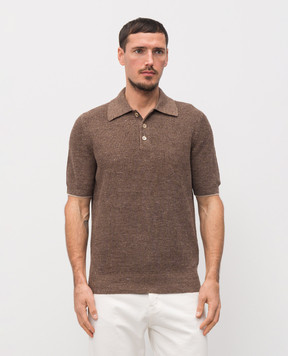 Brunello Cucinelli Коричневое поло с леном M2L707715
