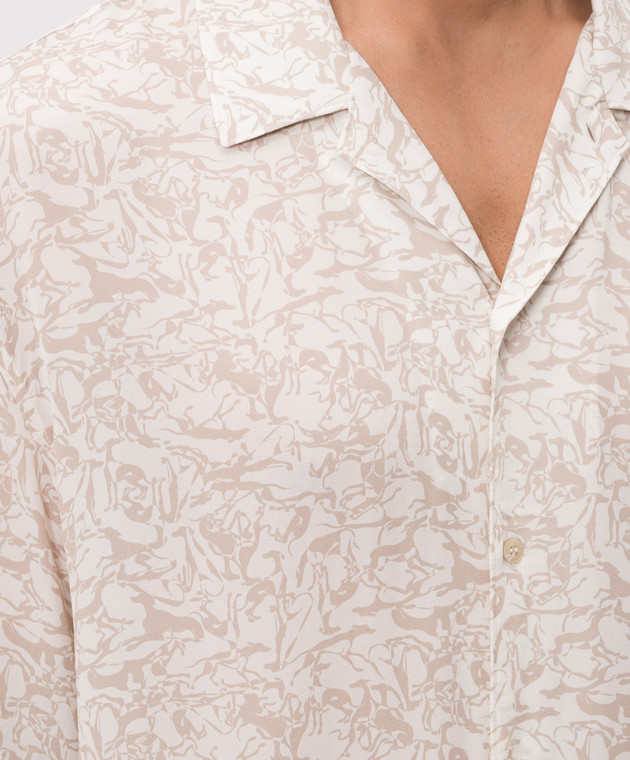 Trussardi Бежевая рубашка в брендовый принт 5040N000047NMS113T00 изображение 5