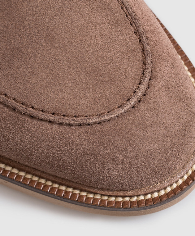 Brunello Cucinelli Коричневые замшевые лоферы MZUSOLT709 изображение 5
