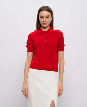 Victoria Beckham Червоне поло з вовни з логотипом 1126KTP007013A