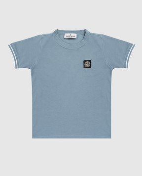 Stone Island Дитяча блакитна футболка з нашивкою логотитпа L1S162100001S001814