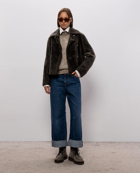 Brunello Cucinelli Зелена двобортна дублянка Fuzzy MPMBP3126