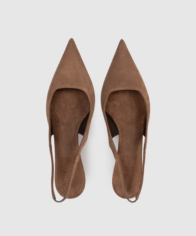 Brunello Cucinelli Коричневые замшевые слингбеки с цепочкой мониль MZSFC3256P изображение 4
