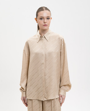 Jacob Lee Бежева блуза із шовку у візерунок WSS0085SS26SGJNOLG