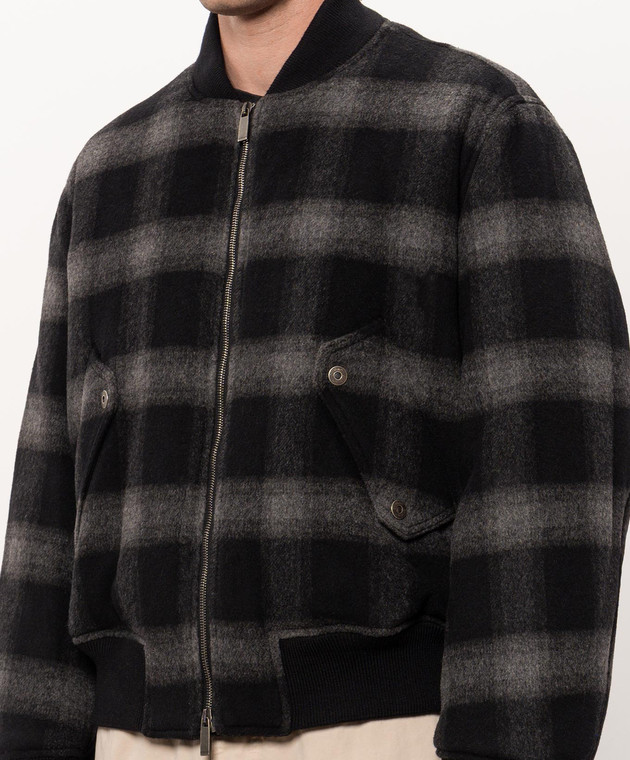 Off-White Черный бомбер с шерстью в клетку 44MEH05XF26F002 изображение 5