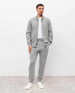 ISAIA Сіра меланжева спортивна куртка з вишивкою емблеми MFRI19J0300