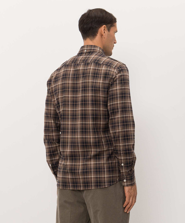 Brunello Cucinelli Коричневая рубашка в клетку MY6543059 изображение 4