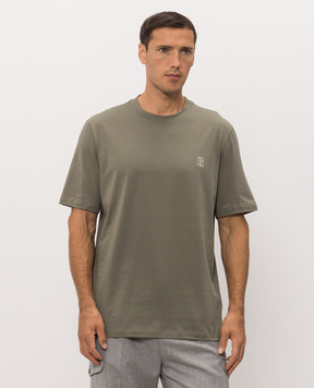 Brunello Cucinelli Футболка цвета хаки с эмблемой M0B138440