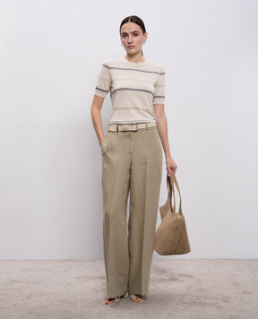 Peserico Бежевий топ в смужку A99091F149173M