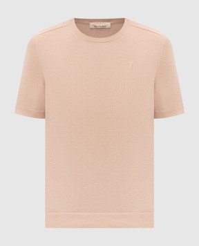 Trussardi Бежева футболка із шовком з вишивкою емблеми M0618000066NMK617K00