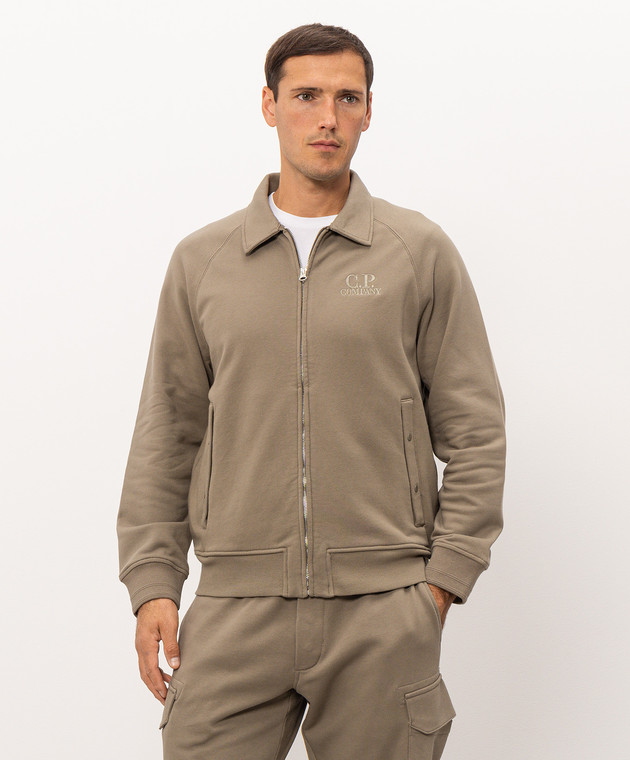 C.P. Company Спортивная куртка хаки с вышивкой логотипа MSS027A005086W изображение 3