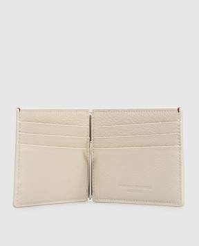 Brunello Cucinelli Бежеве шкіряне портмоне з тисненням емблеми MWMCBU440