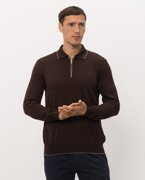 Bertolo Cashmere Коричневое поло из шерсти и шелка 902636002587