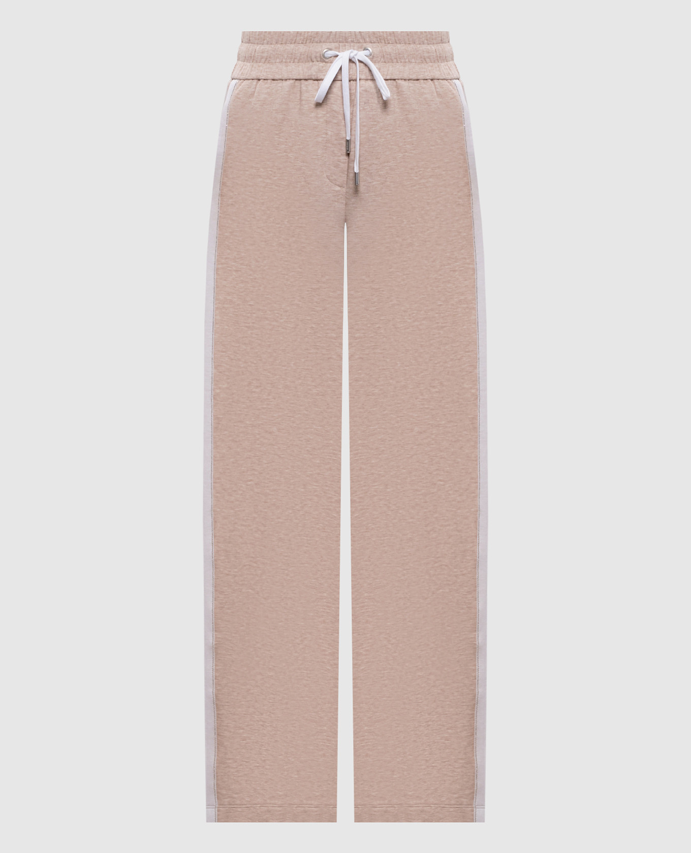 Бежевые спортивные штаны с лампасами