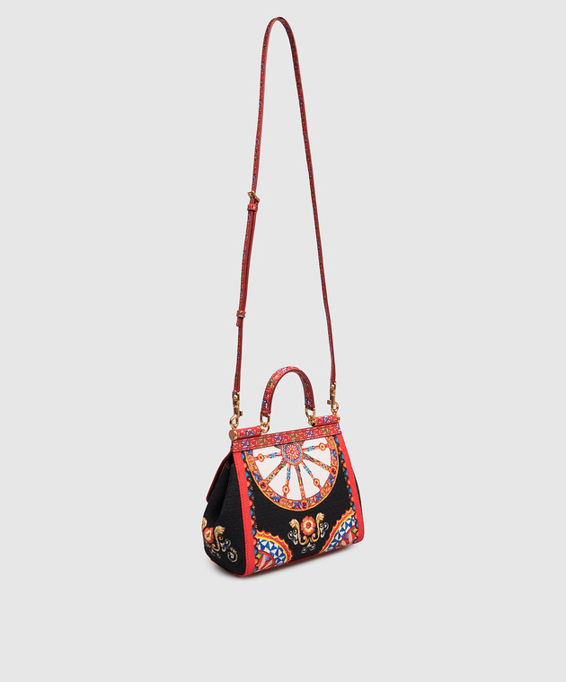 Dolce&Gabbana Чорна сумка Sicily в принт BB6003B0816 зображення 3