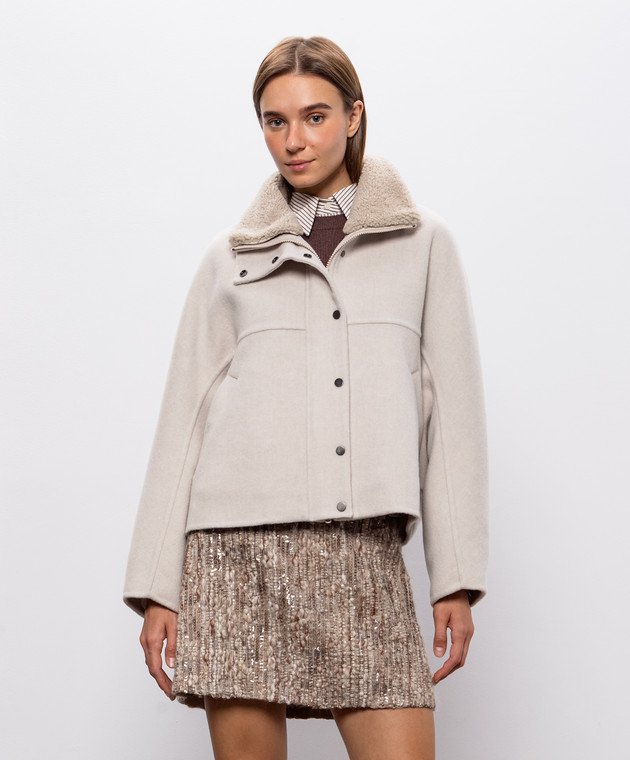 Brunello Cucinelli Куртка цвета айвори из шерсти и кашемира с мехом MD5327555 изображение 3