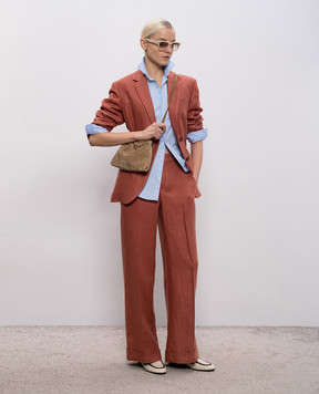 Brunello Cucinelli Теракотові штани з льону MH527P8492