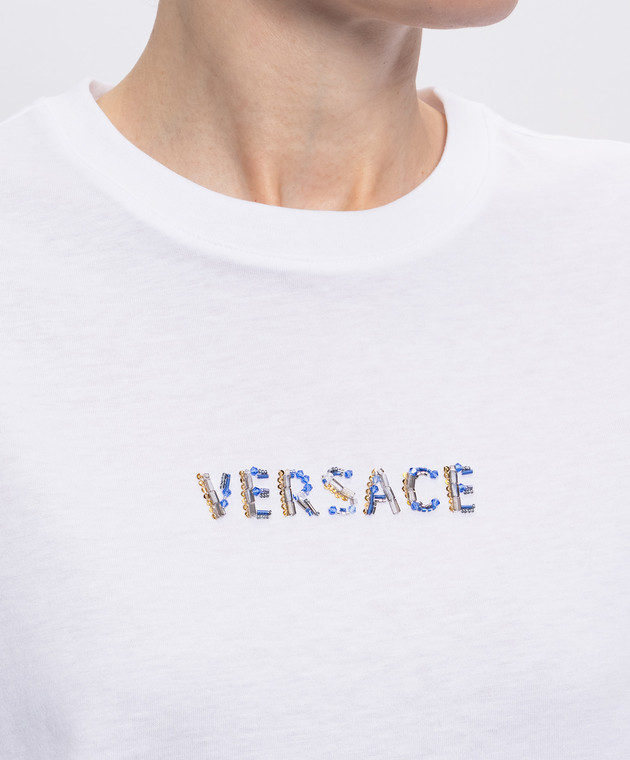 Versace Біла футболка з логотипом 10259731A18690 зображення 5