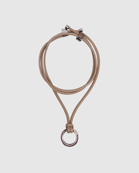 Brunello Cucinelli Коричневий шкіряний шнурок для окулярів MACP9G002
