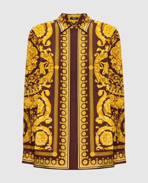 Versace Коричнева блуза із шовку Barocco 10013601A04236