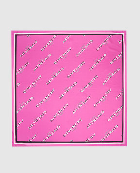 Givenchy Рожева хустка із шовку Shadow з контрастним логотипом 710009495015