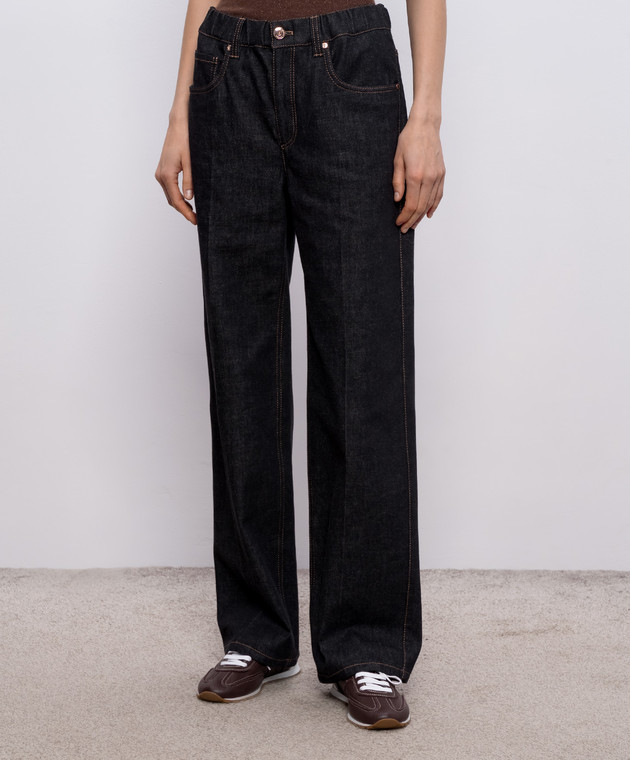 Brunello Cucinelli Темно-синие джинсы с цепочкой мониль MP134P4108 изображение 3