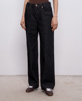 Brunello Cucinelli Темно-синие джинсы с цепочкой мониль MP134P4108