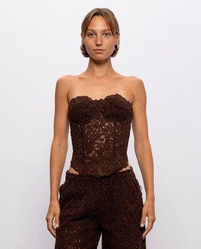 Ermanno Scervino Коричневий корсетний топ-бюстьє з мережива D492L305EXQ
