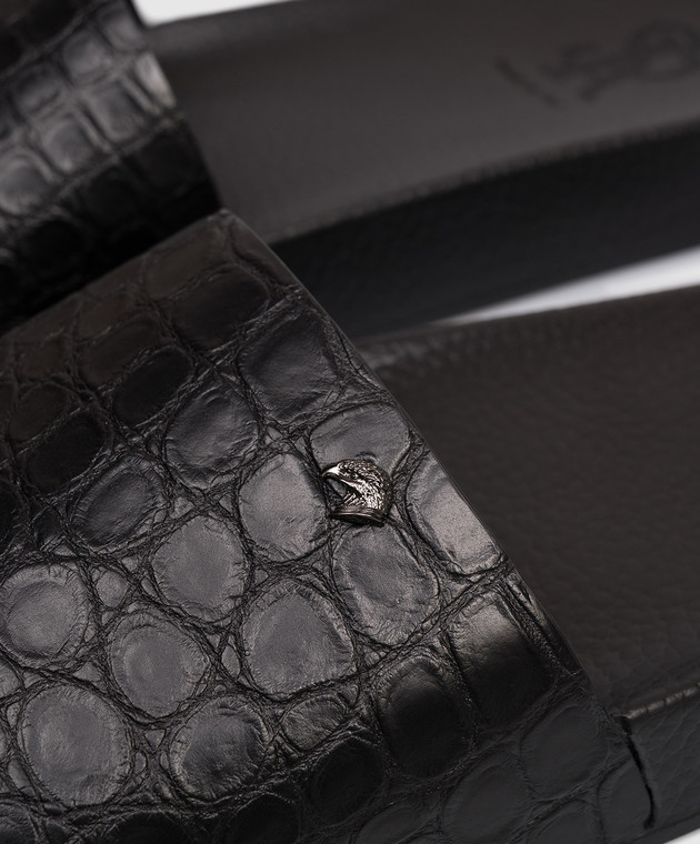 Stefano Ricci Чорні слайдери зі шкіри крокодила UG31G750CS зображення 5