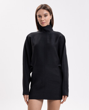 Carven Черное платье мини из шерсти и шелка 6262K21110