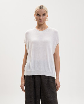 BOBOUTIC Білий жилет із шовку та кашеміру 5081