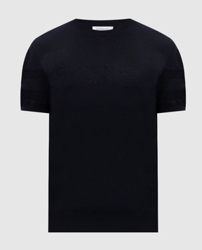 Givenchy Синяя футболка с узором логотипа BM90WJ4YPA