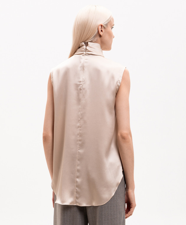 Brunello Cucinelli Бежевий топ із шовку MPC59B1G14 зображення 4