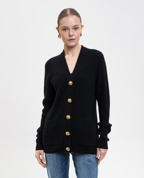 Balmain Чорний кардиган з кашеміру та вовни FF0KO003KJ17