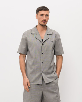 Balmain Сіра сорочка з вовни у віндзорську клітинку GH1HN151WD37