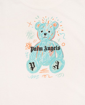 Palm Angels Детская белая футболка с брендовым принтом F6PAJBTH103