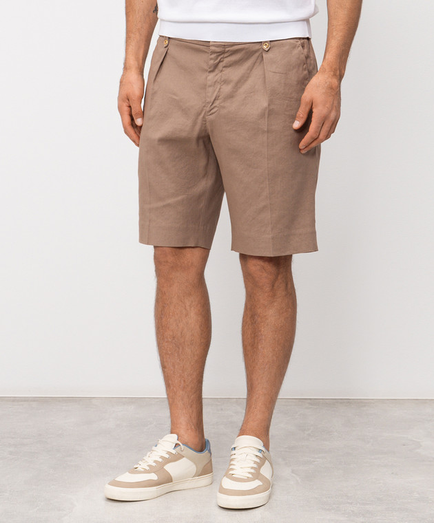 Stefano Ricci Коричневые шорты с льном M1T6100180LCTL1U изображение 3