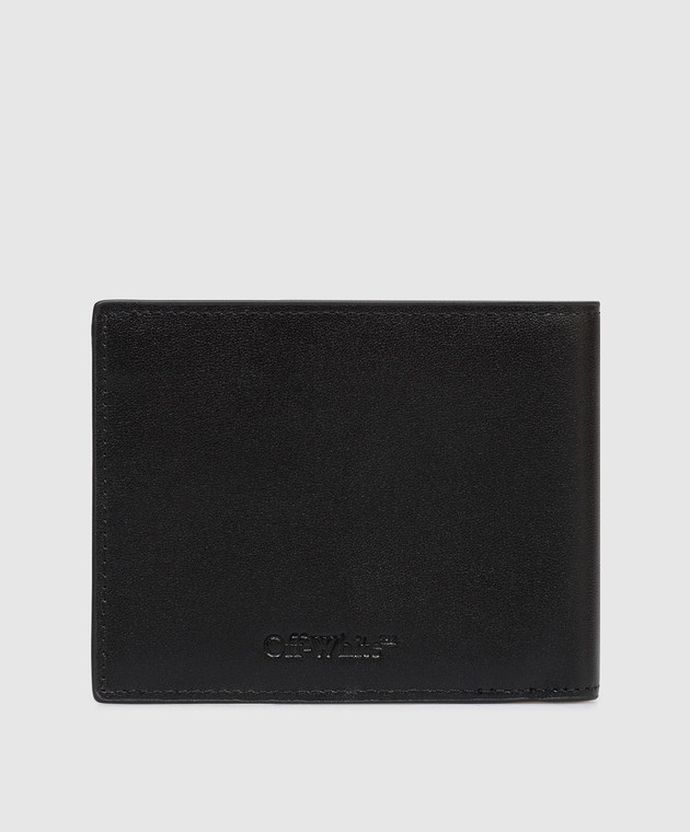 Off-White Чорне шкіряне портмоне з принтом напису For Money OMNC074C99LEA001 зображення 2