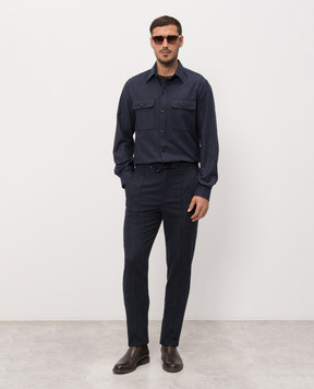 ISAIA Синие брюки из шерсти и кашемира PNC053P9040