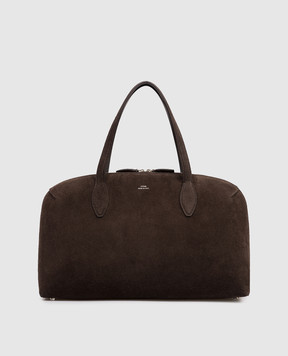 Toteme Коричнева замшева сумка-тоут з принтом логотипа 254WAL0110LE0004-