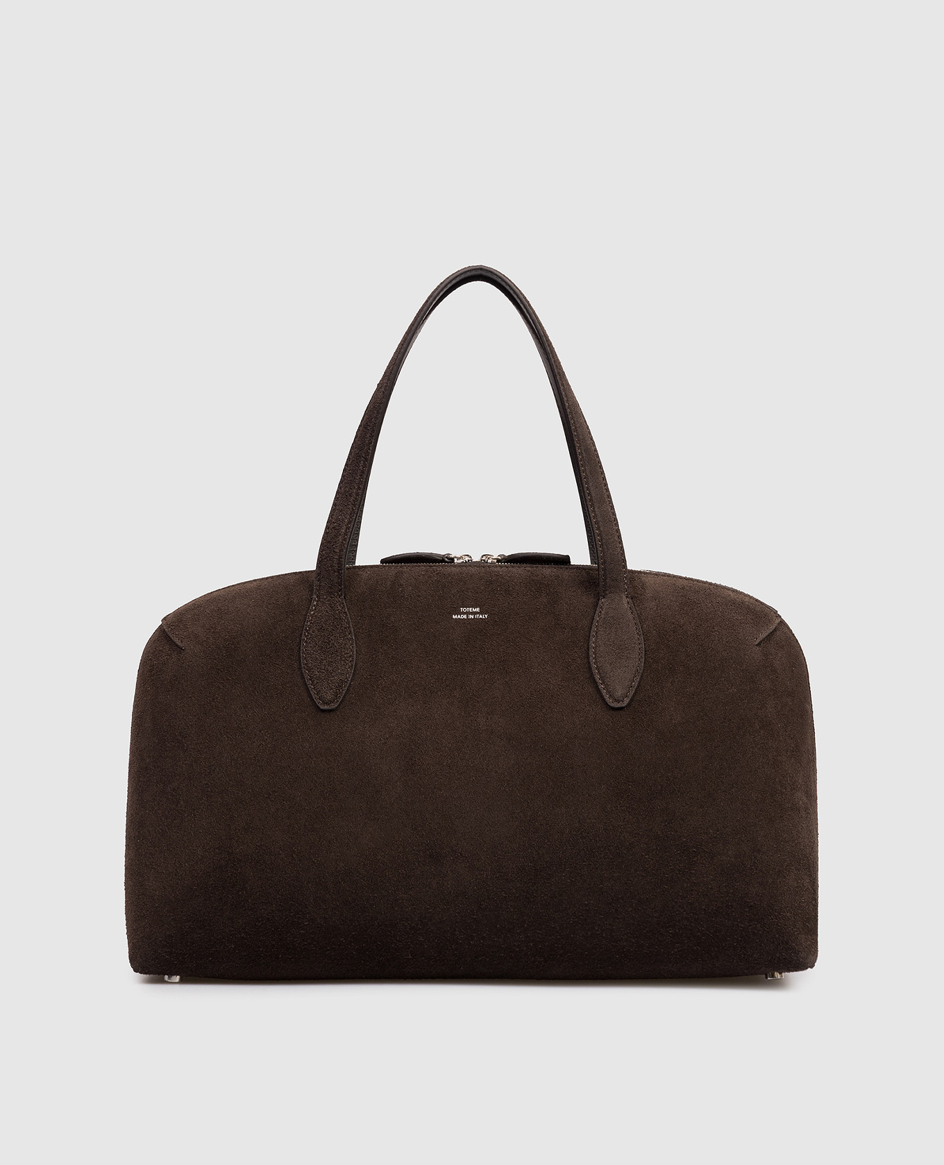 

Коричневая замшевая сумка-тоут с принтом логотипа, Коричневый, Сумки на плечо