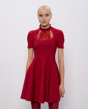 Alexander McQueen Червона сукня з мереживом 848829Q1BE6