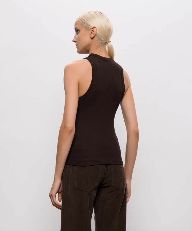 Dondup Коричневая майка в рубчик DS071JS0314DNC4 изображение 4