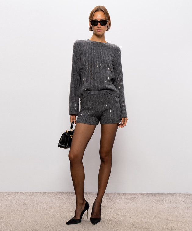 Twinset Серый свитер с кристаллами 262TT3150 изображение 2