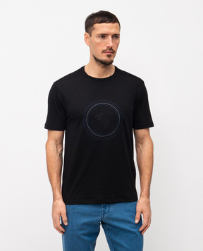 Stefano Ricci Чорна футболка з вишивкою емблеми MNH6205260803