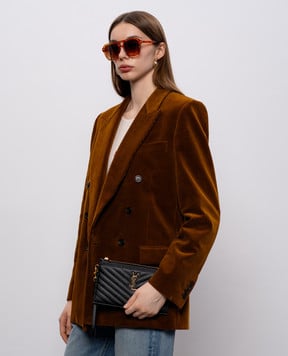 Saint Laurent Черный кожаный клатч CASSANDRE 636313BOW01