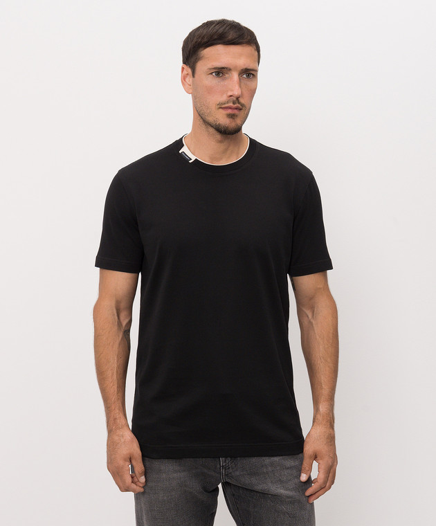 Dolce&Gabbana Черная футболка с нашивкой логотипа G8TW5TFU7EQ изображение 3
