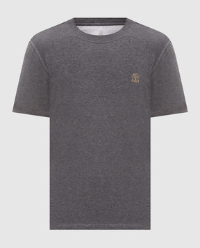 Brunello Cucinelli Темно-серая меланжевая футболка M0B138440