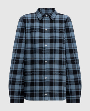 Off-White Синя куртка в стилі сорочки в клітинку 2FG00659T